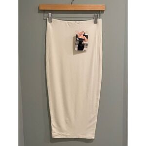 Naked Wardrobe Ivory Sculpt Midi Pencil Skirt Stretch Size Med‎